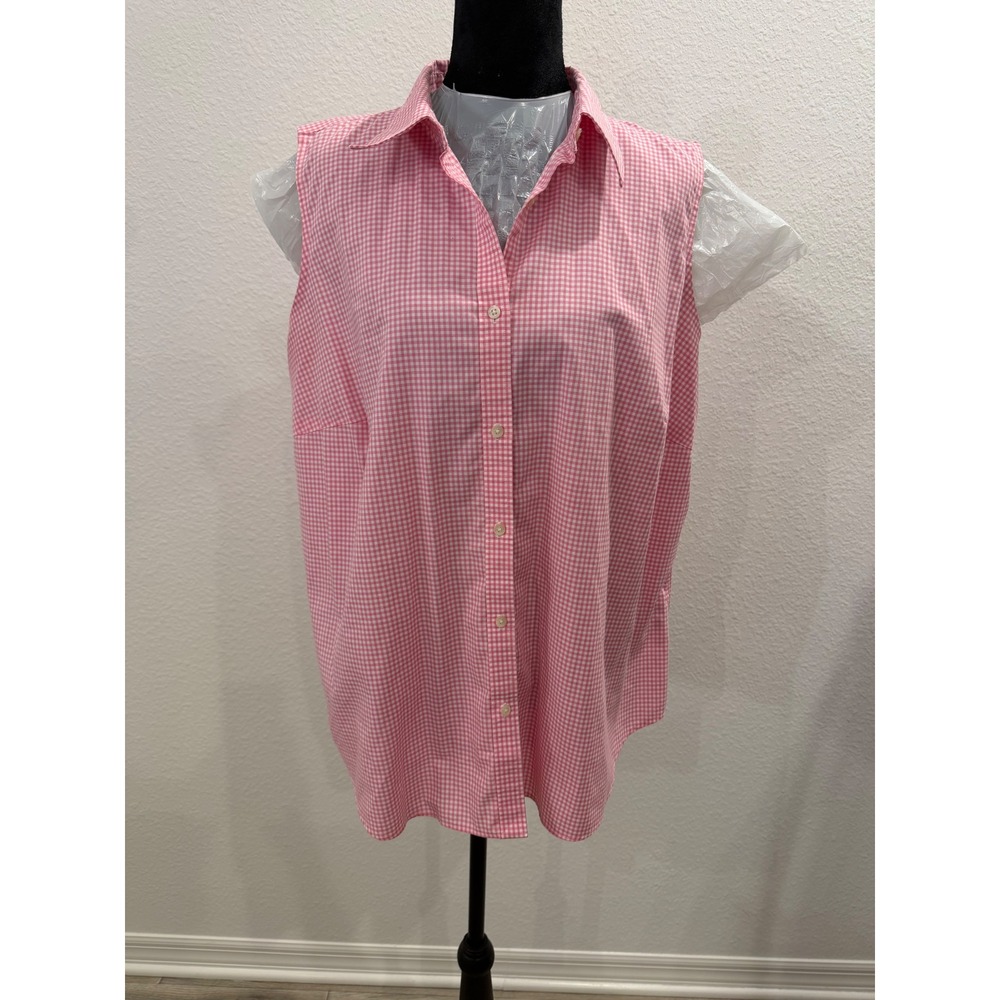 Lauren Ralph Lauren Pink Gingham Sleeveless Button Down Non-Iron Shirt XL